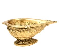 Brass Engraved Handmade Oil Lamp, Indian Diya